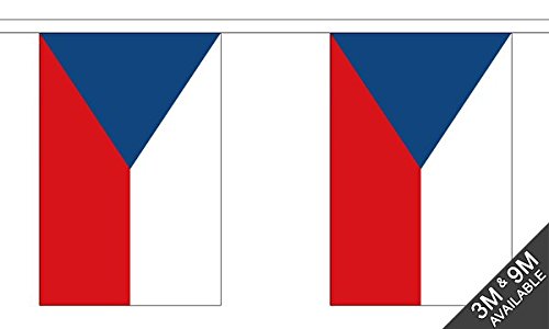 Flagtex Czech Republic Fabric Bunting – 9m with 30 Flags – Indoor & Outdoor Decoration – String Flags Banners Czech Czechia Central Europe