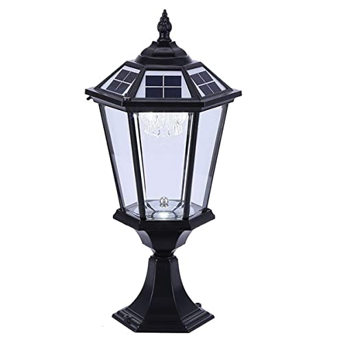 ZMLG Pollerleuchte Außen, Rustikalen Sockelleuchte Garten Solar Zaunlichter Aluminiumguss Und Acryl LED Außenbeleuchtung Für Terrasse Vill Outdoor Rasenleuchte,D Cover