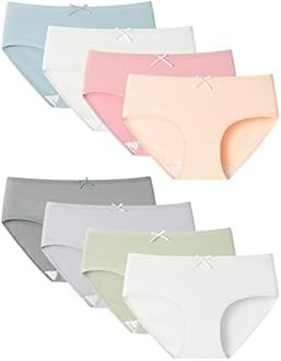 Adorel Teen Girls Underwear Cotton Panties Briefs Solid Color Pack of 8