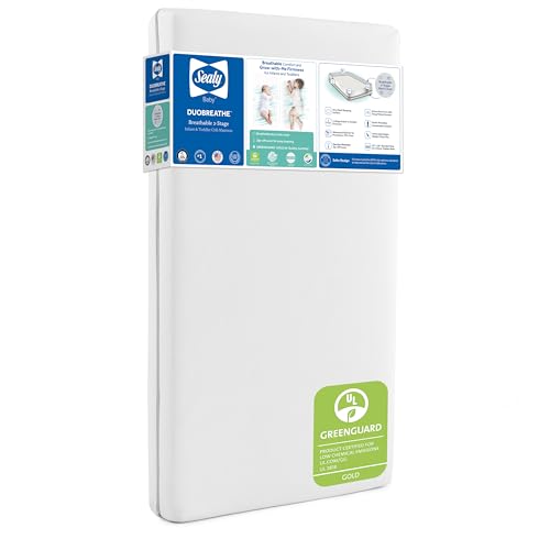 Sealy Baby Infant and Toddler Crib Mattress - DuoBreathe 2 Stage, GREENGUARD Gold Certified, Waterproof, Breathable, Made in USA