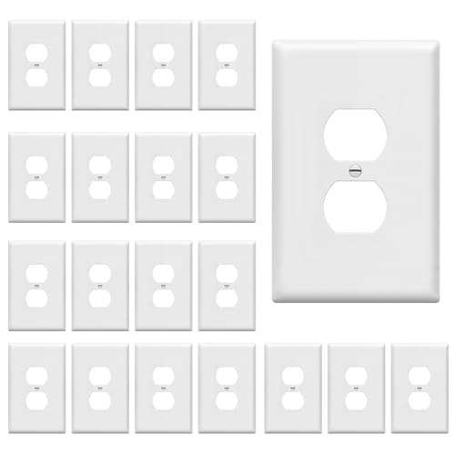 Image of ENERLITES Jumbo Duplex Receptacle Outlet Wall Plate, Large Electrical Outlet Covers, Over-Size 1-Gang 5.5 inch x 3.5 inch, Polycarbonate Thermoplastic, 8821O-W-20PCS, White (20 Pack)