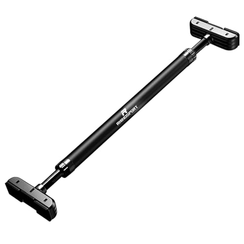 RHINOSPORT Klimmzugstange Türrahmen ohne Schrauben mit Neues Drehbares Zahnradschloss, Klimmzugstange verstellbar 69-92 cm (27.1in-36.2in), Tragkraft bis 200 Kg Pull Up Bar Schwarz