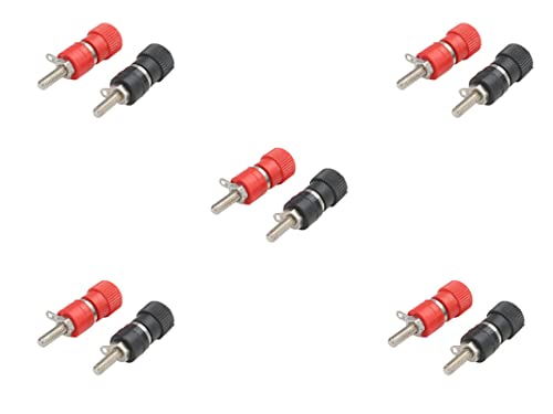 Image of MX4 MM Banana Plug with Binding Post Terminal - 10 pcs (5 Red & 5 Black) 4 mm Gold‑Plated Connectors for Multiple Speaker & Amplifier Hookups