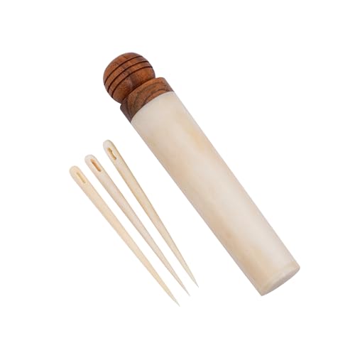 Image of Lord of Battles Genuine Bone Needle Holder Durable Sewing Tool Organizer Medieval Needles Storage Case for Sewing, Embroidery & Crafting Needles Storage (Bone Holder with Needles)