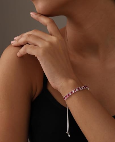 Image of TRUESILVER ACPL 925 Sterling Silver Adjustable Bolo Bracelet for Women | BIS Hallmarked Infinity Twisted, White & Amethyst Zircon Box Chain Bracelet Gift for Wedding Anniversary Birthday