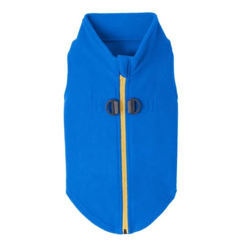 Gooby Fleece-Hundepullover mit Reißverschluss – Blau, Größe S – warme Fleece-Hundejacke zum Hineintreten mit Doppel-D-Ring für Leine – Winterpullover für kleine Hunde – Hundekleidung für kleine Hunde,