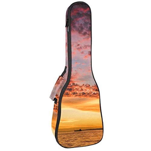Housse de concert pour ukulélé rembourrée 10mm au design coucher de soleil