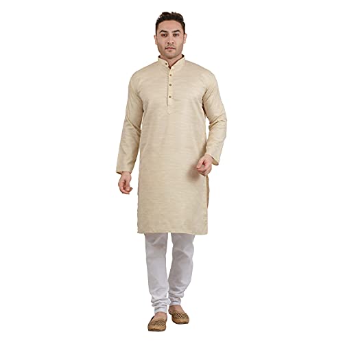 Image of LUCKWIN Handloom Blend Kurta Pyjama Set for Men, Full-Sleeve, Mandarin Collared Neck, Ideal for Every Occasion, Cotton Made, Lightweight and Comfortable