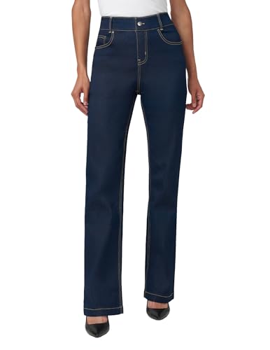 Pantalones vaqueros elásticos mujer HUE mallas denim cropped flare skimmer