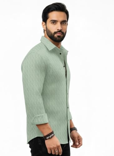 Image of Amazon Brand - INKAST Men's Regular Fit Button Down Dress Shirts Textured Long Sleeve Casual Hawaiian Shirt