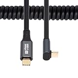 NFHK Cable USB 4 USB-C en espiral elástico de 20 Gbps, 8 K, 100 W, tipo C, macho a macho, cable de alimentación y datos para laptop, teclado, tableta