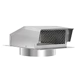 LTSEAME 10 Inch Stainless Steel Roof Vent Cap,Bathroom Exhaust Roof Vent for Dryer,Removable Roof Vent,Galvanized Steel for Ventilation System with Damper, Silver (10 in)