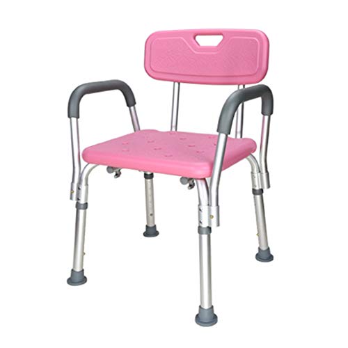 Silla de ducha rosa para mujeres embarazadas y personas mayores, taburete de baño antideslizante con mango de seguridad y respaldo, ideal para personas mayores y discapacitadas, uso en la bañera