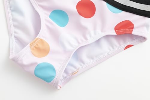 Image of LIZENS Girls Two Piece Polka Dots Swimwear 2-12Years Bikini Set One Shoulder Beach Bathing Suit for Kids Swimsuit