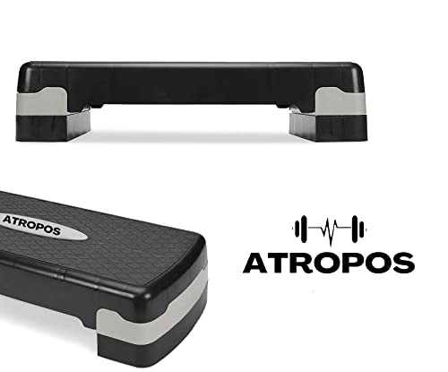 Image of Atropos Aerobic Stepper For Cardio Workout with 2 Height Adjustments-[10&15 cm],4 Anti-Skid Rubber's Pad on Legs in 2 Different Sizes (68CM & 75CM). (Fitness Stepper 68cm-(Grey Black))