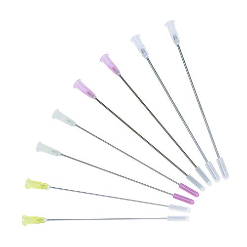 8 Pcs 4"de long émoussés de, aiguille de distribution Aiguille émoussée avec capuchon en silicone pour tous les types de seringues, aiguille jetable de seringue Cover