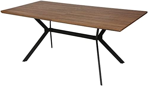 LUCKYERMORE 71"x35.5" Dining Table Mid-Century Vintage Kitchen Table for 6-8 Person for Dining Room Balcony Cafe Bar Walnut