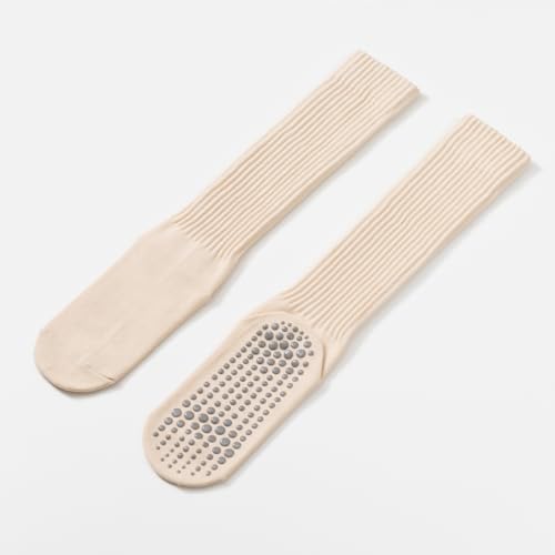 Image of Verdancy Yoga Pilates Socks with Grips for Women Ribbed Knee Highs Non Slip Cushioned Over the Calf Socks for Barre Ballet