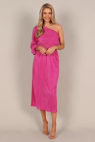Image of Petal & Pup Women's Pontee One Shoulder Pleated Midi Dress