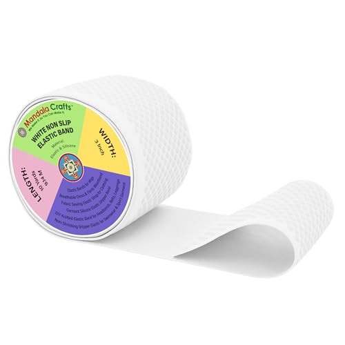Mandala Crafts 3 Inch White Non Slip Silicone Gripper Elastic Band