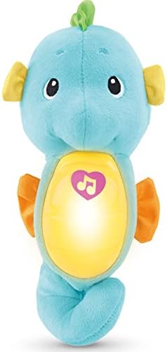 Fisher-Price Musical Baby Toy, Soothe & Glow Seahorse, Plush Sound Machine With Lights & Volume Control For Newborns, Blue