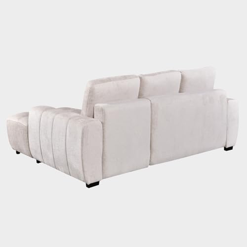 Honeypot Sofabed | Cimiano Left Hand Facing Sofa Bed Beige – Chenille Upholstered Pull-Out Sofa Bed with Dual Storage Areas, Space-Saving Corner Sleeper for Living Rooms, Apartments & Guest Rooms