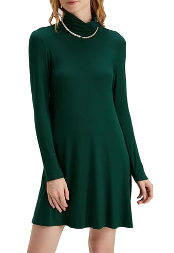 Image of KEEDONE Women's Long Sleeve Turtleneck Casual Loose T-Shirt Dresses