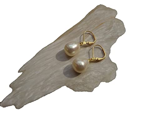 Perle de culture d'eau douce triangulaire en boucles d'oreilles dormeuses plaqué or pour offrir