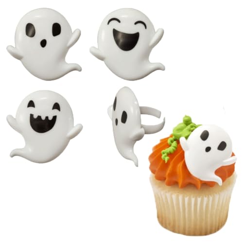 Halloween Party Favors Ghost Cupcake Rings Cake Decorations - 24 ...