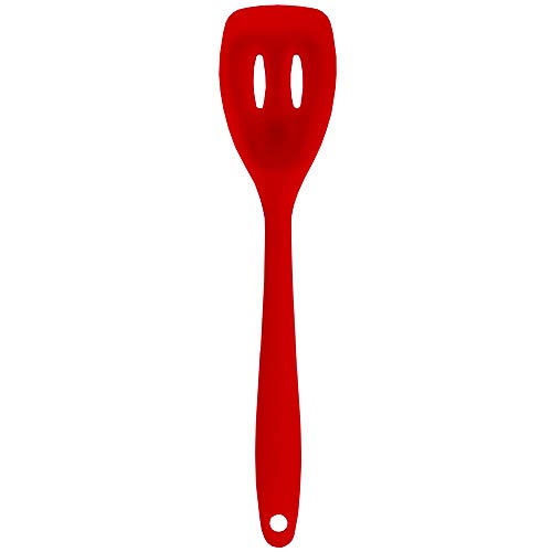 Home Basics KT45943 Heat-Resistant Silicone Slotted Spoon Hygienic Non-Stick BPA Free for Baking Cooking Mixing Stirring or Scooping Utensil Red