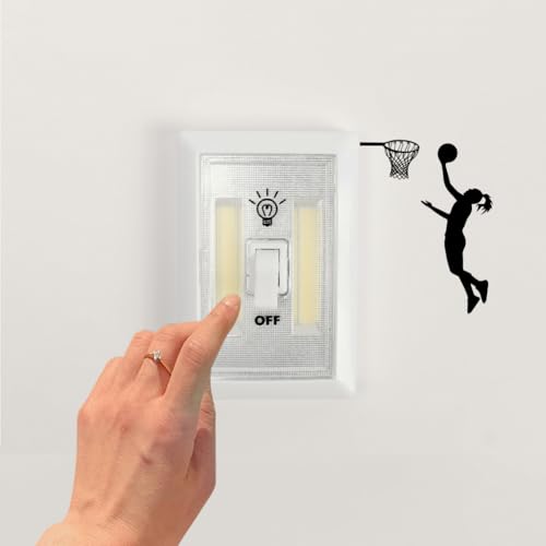 AHANDMAKER 6 Stück Lichtschalter Aufkleber Mit Basketball Spieler Silhouette Wandaufkleber „Basketball Spielen“ Basketballspieler Schalteraufkleber Wandaufkleber Für Lichtschalter Outlets
