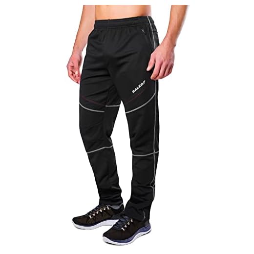 BALEAF Calça masculina de ciclismo de inverno para o frio, roupa térmica para mountain bike, à prova de vento, A01 - Preto, Medium