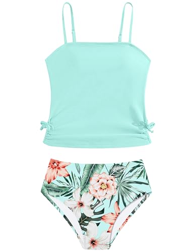 Image of Girls Tankini Swimsuits Two Piece Bathing Suit Drawstring Swimwear Set for Girls 7-18 Years