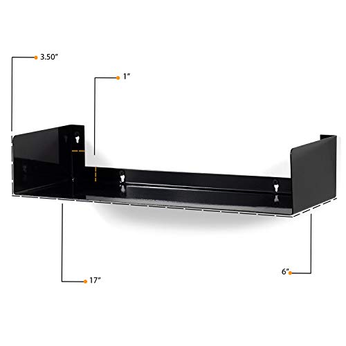 Image of Wallniture Bali Black U Shape Floating Shelves for Wall, CD DVD Storage Shelves and Metal Bookshelf Set of 6
