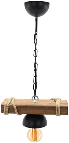 BIAREN Wooden Rustic Chandelier Handmade Natural Retro Wood Ceiling Pendant Light for Living Room Kitchen Porch Single Light
