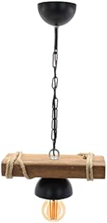 BIAREN Wooden Rustic Chandelier Handmade Natural Retro Wood Ceiling Pendant Light for Living Room Kitchen Porch Single Light