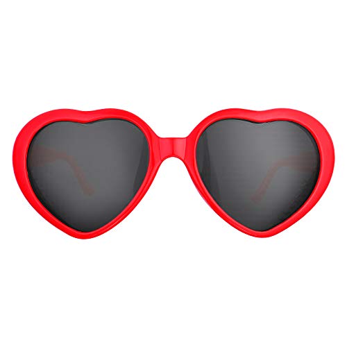 FENICAL Women Interesting Peach Heart Special Effects Eyeglasses for Bar Night Club (Red), 1552cm
