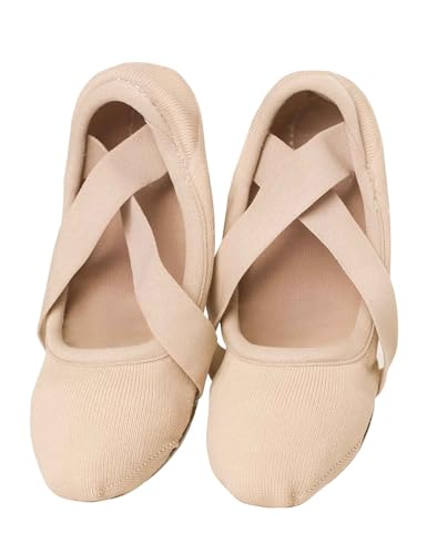 Daydance Girls Women Ballet Shoes Canvas 4 Way Stretch Dance Slippers no Strings