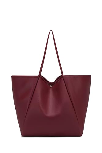 Image of Dreubea Large Leather Tote Bag for Women - Big Work Bag, Spacious Minimalist Handbag, Tote Handbag for Office