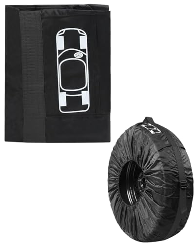 BARRU Bolsa de neumáticos de coche, cubierta de la rueda de repuesto,13-18 Pulgadas Impermeable a Prueba de Polvo protección contra Ruedas Bolsas de Almacenamiento con asa (diámetro 66 cm)