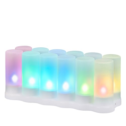 Topyond Bougies Chauffe-Plat Rechargeables sans Flamme à LED, 6 Couleurs changeantes avec télécommande, Bougies sans Flamme vacillantes pour la décoration intérieure, USB pour Une