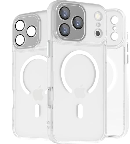 Image of Elzzi Magnetic Magsafe for iPhone 17 Pro Max Case (Compatible with MagSafe) Slim Translucent Matte Shockproof with Anti-Fingerprint Phone Case - Transparent