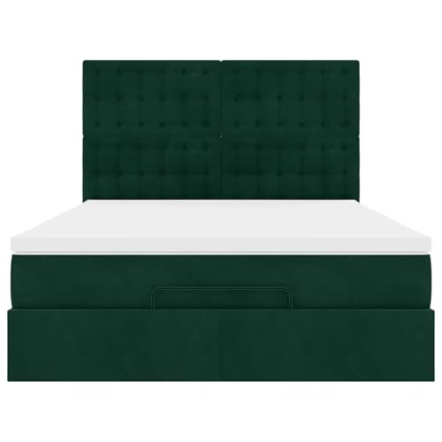 Fasba Ottoman-Bett mit Matratzen Dunkelgrün 160x200 cm Samt, Polsterbett Doppelbett Stilvolles Funktionsbett mit hydraulischem Stauraum3313628 – Bild 7