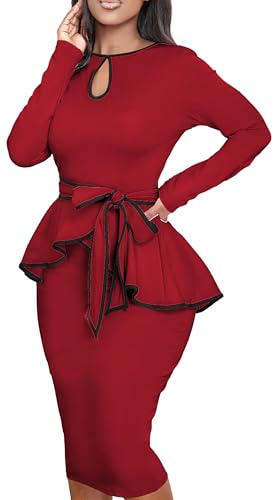 Image of Women's Bodycon Vintage Dresses Elegant Peplum Dresses for Women Business Work Office
