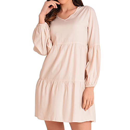 Image of Miss Lavish London Women's V Neck Tiered Summer Dress Casual Short Sleeve Swing T Shirt Mini Dresses