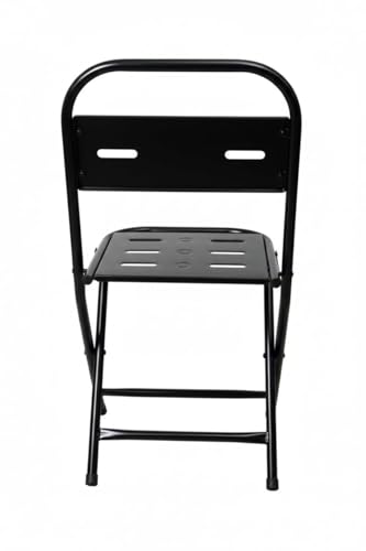 Image of Metal Folding Chair Black | Heavy Duty Metal Frame Foldable Chair with Backrest | Portable Space Saving Seating for Home, Office, Shop & Events PF-04 (Black)