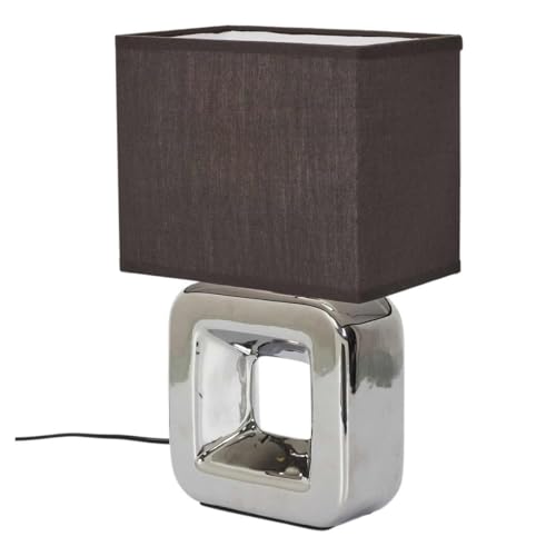 Paris Prix Lampe à Poser en Porcelaine Chromée 32cm Argent