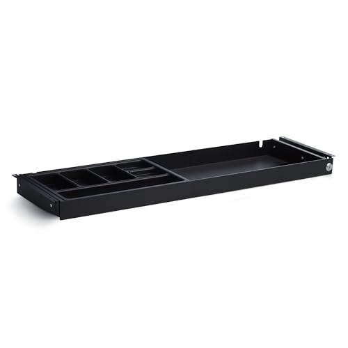Perfect POSTURE Under Desk Storage Drawer with Lock Slim Pen & Pencil Drawer for Regular & Sit-Stand Standing Desks Black (10 x 33)