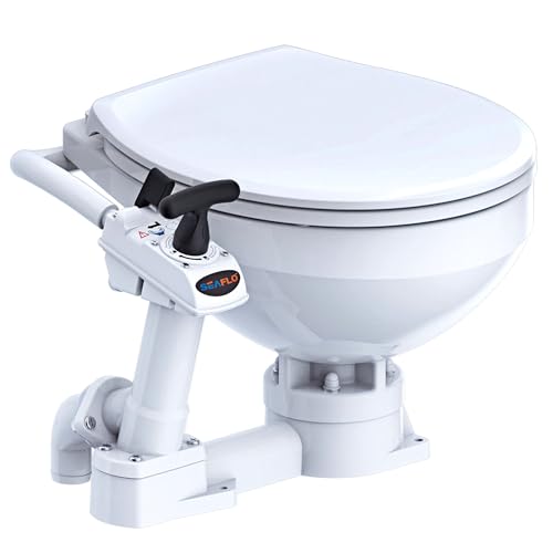 SEAFLO 12V Manually Operated T- Handle Flush Marine Toilet Large Size
