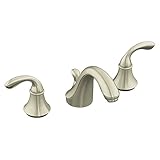 KOHLER K-10273-4-BN Forte Widespread Lavatory Faucet with Sculpted Lever Handles and Plastic Drain, Vibrant Brushed Nickel